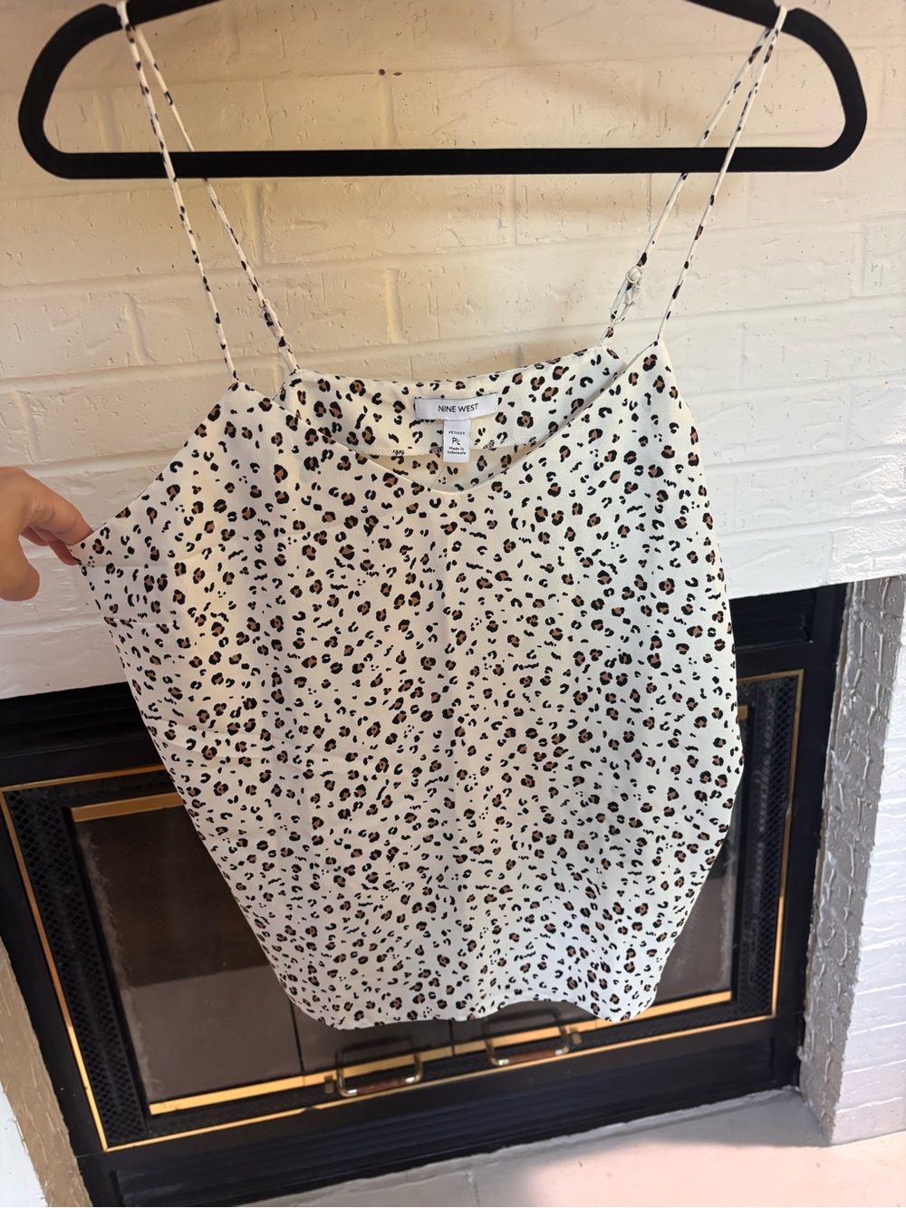 Nine West White Leopard Print Spaghetti Strap Cami